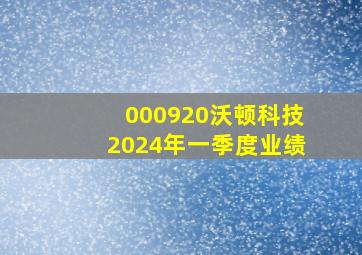 000920沃顿科技2024年一季度业绩