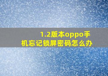 1.2版本oppo手机忘记锁屏密码怎么办