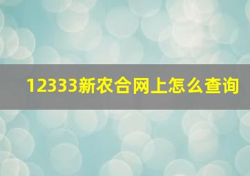 12333新农合网上怎么查询