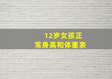 12岁女孩正常身高和体重表