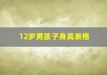 12岁男孩子身高表格