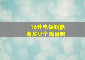 16升电饭锅能煮多少个鸡蛋呢