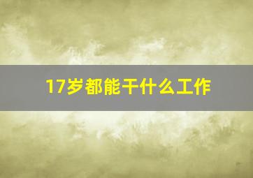 17岁都能干什么工作