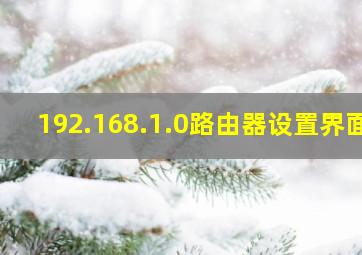 192.168.1.0路由器设置界面