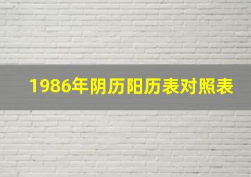 1986年阴历阳历表对照表