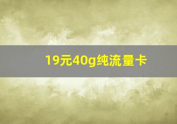 19元40g纯流量卡