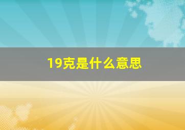 19克是什么意思