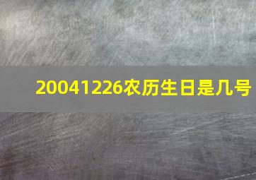 20041226农历生日是几号