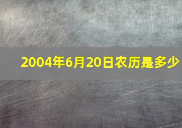 2004年6月20日农历是多少