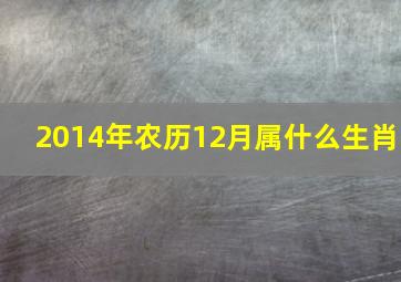 2014年农历12月属什么生肖