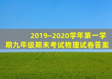 2019~2020学年第一学期九年级期末考试物理试卷答案