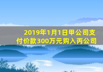 2019年1月1日甲公司支付价款300万元购入丙公司