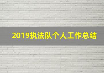 2019执法队个人工作总结