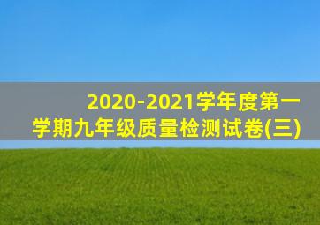 2020-2021学年度第一学期九年级质量检测试卷(三)