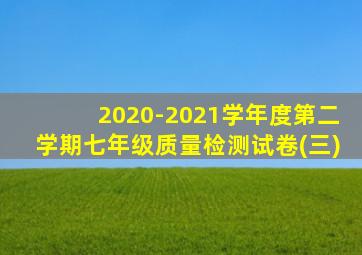 2020-2021学年度第二学期七年级质量检测试卷(三)