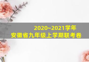 2020~2021学年安徽省九年级上学期联考卷