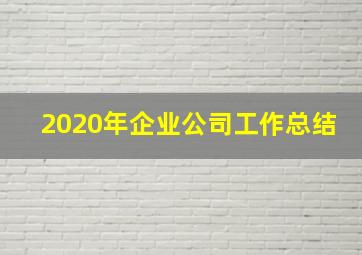 2020年企业公司工作总结