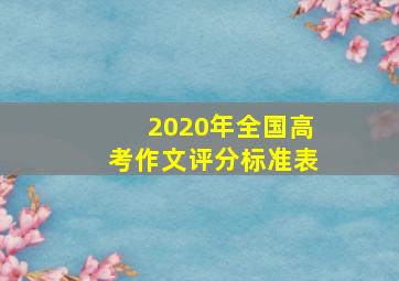 2020年全国高考作文评分标准表