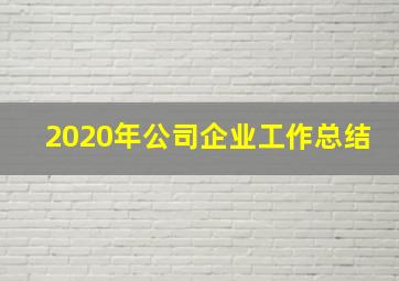 2020年公司企业工作总结