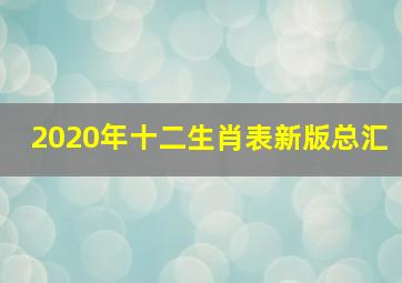 2020年十二生肖表新版总汇