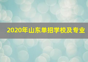 2020年山东单招学校及专业