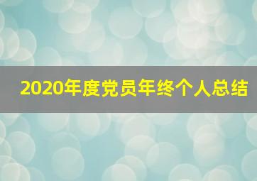 2020年度党员年终个人总结