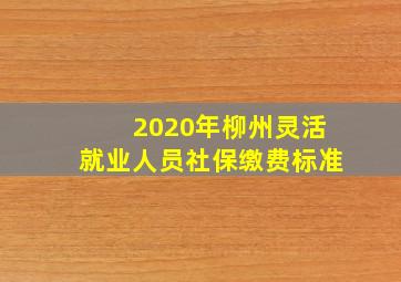 2020年柳州灵活就业人员社保缴费标准