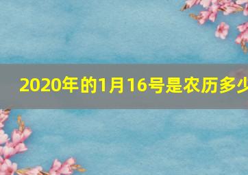 2020年的1月16号是农历多少