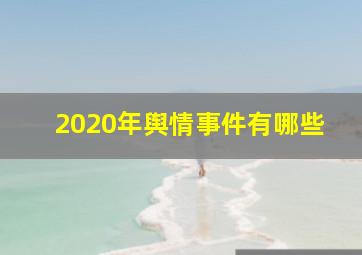 2020年舆情事件有哪些