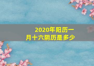 2020年阳历一月十六阴历是多少