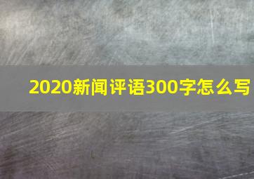 2020新闻评语300字怎么写