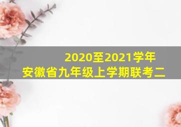 2020至2021学年安徽省九年级上学期联考二