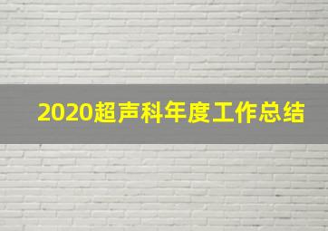 2020超声科年度工作总结