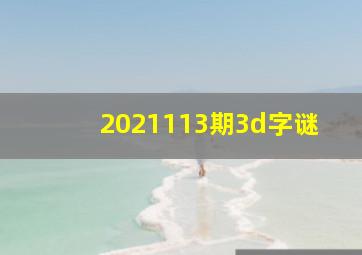 2021113期3d字谜