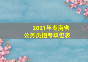 2021年湖南省公务员招考职位表