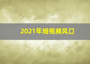 2021年短视频风口