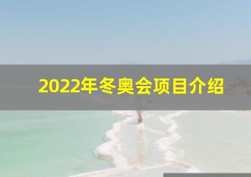 2022年冬奥会项目介绍