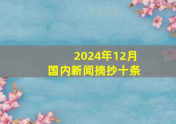 2024年12月国内新闻摘抄十条