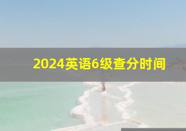 2024英语6级查分时间