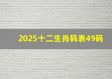 2025十二生肖码表49码