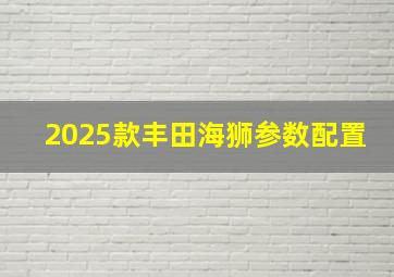 2025款丰田海狮参数配置