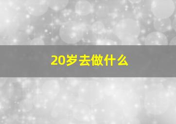 20岁去做什么