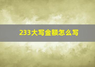 233大写金额怎么写