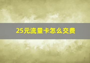 25元流量卡怎么交费