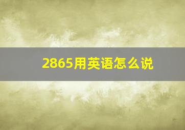 2865用英语怎么说