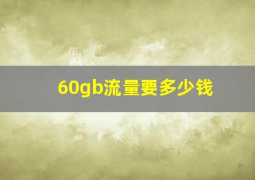 60gb流量要多少钱