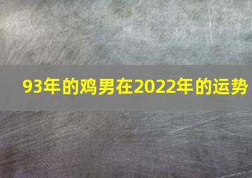 93年的鸡男在2022年的运势