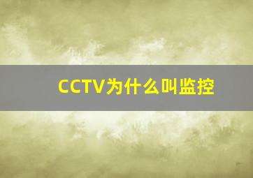 CCTV为什么叫监控