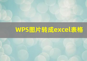 WPS图片转成excel表格