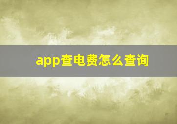 app查电费怎么查询